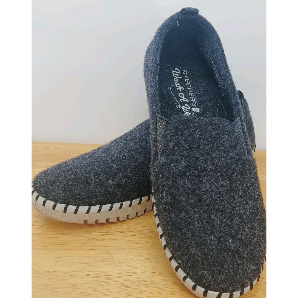 Skechers Wair Wash A Wools Women's Black Wool Slip-On Flats Round Toe US 7